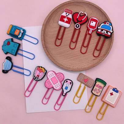 10/20/30pcs Cartoon Medical Paper Clips, Creative Cute Bookmarks, Colorful Binder Clips, DIY Materials, Doctor Nurse Marker Clips, Suitable For Office And Study, Birthday Gift, Holiday Gift