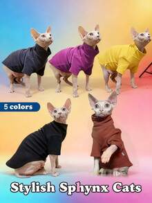 Quần áo ấm áp mùa đông cho mèo Sphynx, áo khoác cổ lọ không lông cho chó nhỏ, vừa, đồ ngủ cho mèo, áo sơ mi mềm, trang phục Chihuahua - Nhiều màu - Xem 11