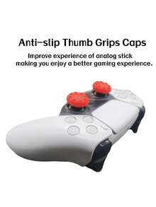 1 Bộ vỏ silicon cho tay cầm PlayStation 5 + 2 nắp silicon cho cần điều khiển, chống trượt, chống mồ hôi, chống sốc, chống bụi, chống trầy xước, nâng cao trải nghiệm chơi game - Đỏ 1 - Xem 9