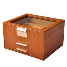 SONGMICS Jewelry Box With Glass Lid, 3-Layer Jewelry Organizer, 2 Drawers, For Big And Small Jewelry, Jewelry Storage, Modern Style, 8 X 9.1 X 5.3 Inches, Cloud White And Gold Color UJBC239WT - Multicolor - View 16