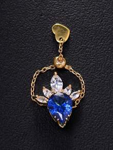 1枚可调节链条蓝钻戒指，经典个性化订婚戒指，皇冠设计风格手部珠宝戒指，女士款