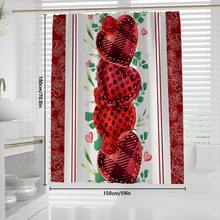 1pc/4pcs Classic Rose Heart Shaped Shower Curtain Set - Heart, Balloon, Rose, Teddy Bear Design - Fashionable Polyester Woven Valentine's Day Decor, Spring Decor, Bathroom Divider Curtain With 12 Hooks, Non-Slip Bath Mat, Toilet U-Shaped Mat, Toilet Lid Cover, Bathroom Set - Multicolor - View 42