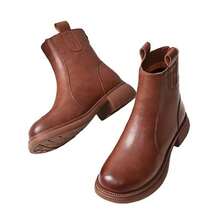 Women's Boots, 2025 New Autumn/Winter Thick Sole Chelsea Boots, British Style Ankle Boots, Pointed Toe Over-The-Knee Boots - Brown - View 10