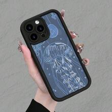 Funda de Teléfono de TPU Negra con Patrón de  Oceánicas para iPhone 1514131211 PlusProPromax - Negro - Ver 4