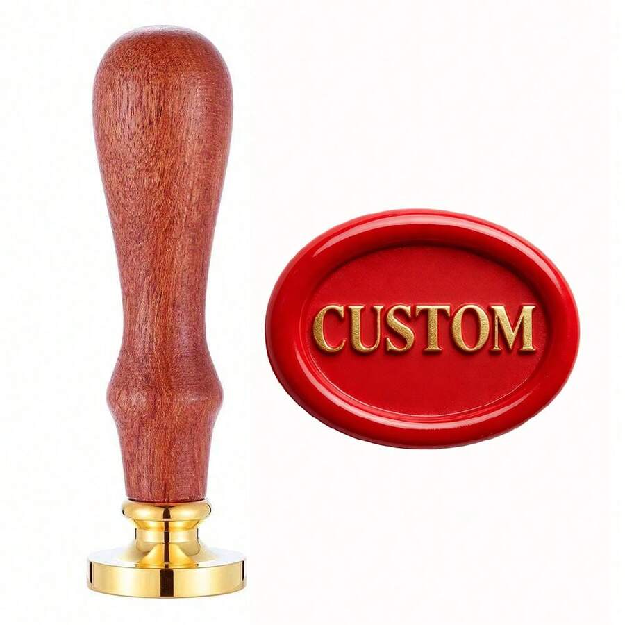 1PC 3x2cm Oval Personalized Wax Seal Stamp-Sealing Wax Stamp With Wooden Handle Custom Wax Seal Stamp For Crafting, Envelopes, Gift Wrap Graduation Gifts And Wedding Invitation - 20x30mm Oval - View 1