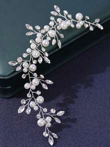 Nuevo estilo europeo y americano de diadema nupcial con rhinestones y perlas, accesorios para el cabello de vestido de novia