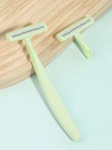 2pcs Professional Stainless Steel Precision Eyebrow Razor & Face Trimmer, Suitable For Beginners (Male & Female) - Includes 1 Replacement Blade, Protective Cap & Easy-To-Use Design, For Accurate Shaving, Eyebrow Shaping & Grooming - Portable Manual Tool For Home & Travel, Personal Beauty Accessory | Replaceable Blades, Precise Shaping Tool - Mint Green - View 1