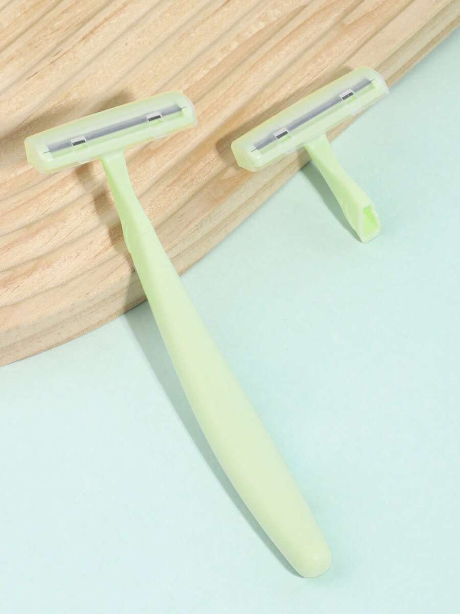 2pcs Professional Stainless Steel Precision Eyebrow Razor & Face Trimmer, Suitable For Beginners (Male & Female) - Includes 1 Replacement Blade, Protective Cap & Easy-To-Use Design, For Accurate Shaving, Eyebrow Shaping & Grooming - Portable Manual Tool For Home & Travel, Personal Beauty Accessory | Replaceable Blades, Precise Shaping Tool - Mint Green - View 1