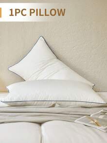 1pc Pillow, Pillow Insert, Bedding, Soft Fluffy White Pillow Insert, Solid Color Pillow For Bed, Modern Style Pillow, Fill For Back, Christmas Decoration, Stomach Or Side Sleepers, High Rebound Polyester Fiber Filling Pillow, Fall Decor, Halloween Decor, Room Decor, For Bed, Sofa, Living Room, Bedroom Decorative Stuffer Pillow - 白色藍邊 - 查看 10