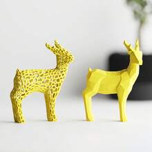 ORIZZONTE Set Of 2 Christmas Reindeer Sculptures – Geometric Design And Organic Perforated Structure – Modern Decorations For Christmas, Home Or Office – Unique Gift Idea – 100% Made In Italy, Shipping From Italy - 黃色 - 查看 9