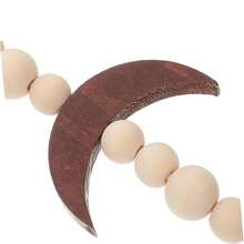 Colgante decorativo de Eid, colgante de cuentas de madera en forma de luna de Eid, colgante de pared de cuentas de madera con borlas en forma de fase lunar, decoración de pared de estilo bohemio con cuentas de madera, adecuado para decoración de fiestas, colgante de estilo árabe, decoración de festival islámico, color marrón y madera - Multicolor - Ver 4