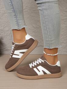 New Women Shoes, Fashion Sneakers, Student Shoes, Couple Shoes, Retro Casual Shoes, Lace-Up Shoes, Outdoor Versatile Flat Shoes, All Season Women Shoes - Brown - View 5