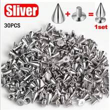 10/30/50/100 Sets DIY Cone Studs And Spikes Punk Metal Sliver Gold Double Cap Screwback Rivets Round Nail DIY Clothes Shoes Bag Collar Accessories