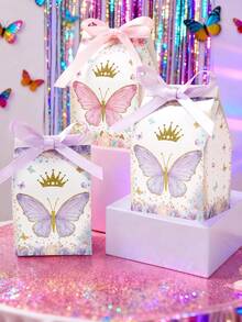 Bộ 12 hộp quà hình bướm màu hồng và tím kèm ruy băng, hộp quà mini hình bướm nhiều màu, thích hợp cho sinh nhật, đám cưới, tiệc mừng em bé, họp mặt gia đình, quà tặng tiệc tùng, hộp đựng kẹo, hộp bánh mì, hộp bánh quy, hộp quà đa năng. - Bướm hồng và tím trộn lẫn - Xem 6
