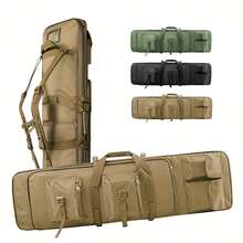 Protective Hard Shell Rifle Case, 32" Large Tactical Gun Bag With Backpack Straps & Ammo Storage, Durable 600D Oxford For Shotguns, Carbines, Outdoor Shooting - 黑色 - 查看 10