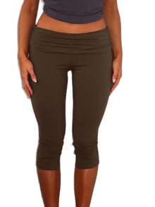 Women's Fold Up Leggings  Cute Pleated Low Rise Stretch Yoga Pants  Loose  Comfortable  Slim Fit  Stylish Slim Fit  Suitable For Yoga  Fitness  Leisure Activities  School  Exercise  Home  Office  Running  Jogging - 深棕色 - 查看 3