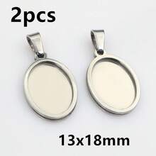 2pcs Stainless Steel Oval Cabochon Pendant Trays, Inner Diameter 13x18mm, 18x25mm, And 30x40mm, Suitable For DIY Jewelry Making - Oval - View 24