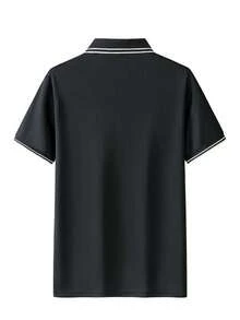 Men's Summer Polo Shirt, Business Casual Collared Short Sleeve T-Shirt, Suitable For Office, Gatherings, Parties Black Sports - Black - View 3