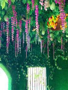 Juego de 12 piezas de flores colgantes de glicina artificial, decoración del hogar, fiestas de bodas - Rojo violeta - Ver 7