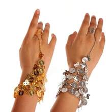 2pcs/Belly Dance Golden/Silver Coins Bracelets,Coin Bracelet Wrist Hand Bracelet Bangle Rings For Christmas Costume Present - Multicolor - View 3
