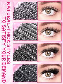 544PCS Clusters D Curl Fake Eyelashes High Capacity Suit For Thick Fluffy, Natural Look Eyes Makeup Beauty, DIY At Home Large Capacity Individual Eyelashes Book For Beginner Friendly, Starter, Makeup Artist, Soft And Long Lasting False Lashes, Diy Fox/Cat Eyes Makeup Segmented Lashes Extensions, Eyes Lashes Book Portable For Travel, Suit For Stage,Wedding,Outdoor,Daily Work, Music Party Using - D - 查看 7
