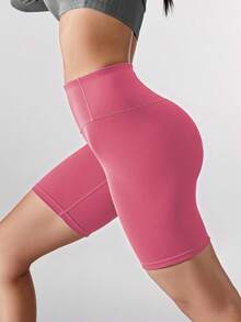 Soyun 女士中长款压缩短裤，柔软亲肤，适合春、夏、秋季户外瑜伽和运动。 - 玫紅色 - 查看 3