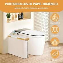 JeeLeeko Organizador de Papel de baño, Cesto para Papel higiénico con Tapa, Base de pie, Portarollos Papel higienico para hasta 9/12 Rollos, para el baño, Beige(default) - Multicolor - Ver 3