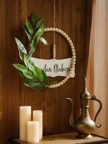 1pc Ramadan Crescent & Floral Wreath Wall Hanging Decor, Bohemian Style Ramadan Eid Mubarak Entryway Decoration, Suitable For Living Room, Bedroom, Hallway, Entrance - Multicolor - View 9