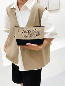 Este bolso/bolsa de cosméticos para mujer con temática cristiana está hecho de material de lona, con gran capacidad, adecuado para bodas, cumpleaños, vacaciones, playas, fiestas y otras ocasiones, convirtiéndolo en un excelente regalo para mujeres. - Multicolor - Ver 3