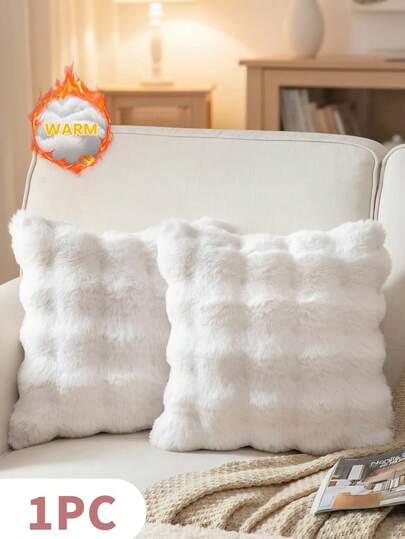 1 szt. Luksusowa poszewka na poduszkę Toscana ze sztucznego futra (wkładka nie jest dołączona) – bardzo duża, miękka i puszysta poszewka na poduszkę z zamkiem błyskawicznym, nadająca się do prania w pralce, dekoracyjna poszewka na poduszkę do domu, dekoracja sypialni, dekoracja sofy, dekoracja zimowa, ciepła i przytulna, odpowiednia na różne okazje i do różnych zastosowań, biała poszewka na poduszkę ze sztucznego futra
