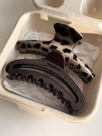 2 st/1 st 4,33 tums hårspännen i akryl med leopardmönster, stora minimalistiska ihåliga hårspännen, grund leopardmönster böjd rosett, kaffefärgade ihåliga halvmånespännen, kaffefärgade, röda, svarta, rosa beige, lämpliga för semester, frisyr, hästsvans, knut, mångsidiga, eleganta, minimalistiska, enfärgade hårspännen, lämpliga för vardagsbruk, fritidsbruk, pendling, hårspännen för kvinnor, vinterhåraccessoarer