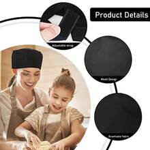 WSXC 2Pcs Unisex Chef Hats - Adjustable Kitchen Caps For Cooking And Food Service - Black - 如圖 - 查看 2
