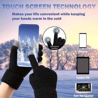 1 Paio di guanti invernali a contrasto, lavorati a maglia, a dita intere, moda, caldi, touch screen, adatti per l'uso quotidiano in inverno, adatti sia per uomo che per donna, 4 opzioni di colore - guanti invernali antivento e caldi per il ciclismo