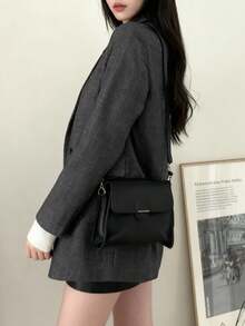 Vintage Casual Minimalist Notch Lapel Double-Breasted Loose Blazer Jacket, Fall/Winter