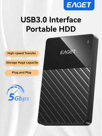 EAGET 500 GB bärbar extern hårddisk - 2,5" USB 3.0 mekanisk hårddisk, höghastighetsdataöverföring, plug and play, flera färgalternativ, kompatibel med PC, mångsidiga dataöverföringsfunktioner, modernt utseende,