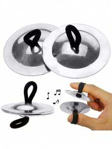 1Pair Silvery Metal Finger Gong Mini Percussion Music Classic Stage Performance Auxiliary Instruments Music Background Sound Production Musical Instrument - Multicolor - View 3