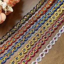 1 Stück lebendige gewebte Spitzenborte, verschiedene Farben erhältlich, 1,5 cm breit, Bekleidungszubehör, geeignet für Bekleidung, Partys, Geschenke, Heimdekoration, ideal für DIY-Basteleien, Nähen, Schmuckherstellung und Feiertags-Dekorationen wie Halloween, Weihnachten, Erntedank - Verschiedenfarbig - Übersicht 8