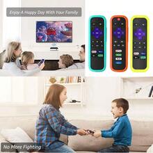 AWYYWevove 3 Pack Remote Case For Roku Cover Compatible With  Roku Smart TV Steaming Stick Roko TV Remote Cover Silicone Protective Controller Universal Sleeve Glow Yellow Orange Sky Blue - 螢光黃橙色天藍色 - 查看 4