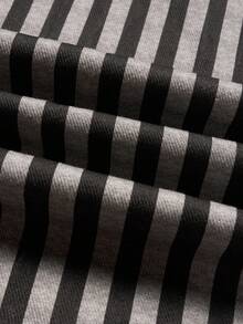 LOOKUN 100% Cotton Black & White Striped Unisex Casual Jeans With Drawstring Waist, Loose Straight Leg Pants, Spring/Autumn - Black and White - View 10