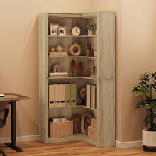 Estante de esquina, 71.8 '' Niveles Estantes de esquina con deflectores Estante de almacenamiento de 5 niveles para la sala de estar Oficina en el hogar - Marrón - Ver 1