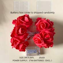 1pc 1.5m/3 Meters 10/20 LED Rose Battery Operated String Lights (Batteries Not Included), Suitable For Indoor, Bedroom, Birthday, Wedding, Party Decoration - Warm White - View 6