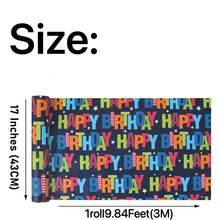 Birthday Gift Wrapping Paper, Birthday Present Wrapping Paper, Wrapping Paper Roll - 17 Inches X 9.84 Feet Per Roll, Colorful Happy Birthday Pattern, Suitable For Boys And Girls, Perfect For Birthday Parties And Baby Showers - Blue - View 2