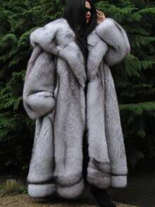 FHILLINUO 1pc Women Plus Size Ombre Faux Fur Pocket Jacket, Faux Fox Fur Coat For Vacation & Date, Autumn/Winter - Multicolor - View 5