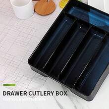 WSXC Kitchen Tools Drawer Organizer Tray Spoon Forks Cutlery Separation Finishing Rack Storage Box 27*17.6*3.5cm White - BlackWhite - View 4