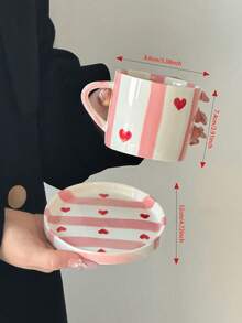 1件套陶瓷杯碟,经典简约条纹ins风咖啡杯碟,小众设计高品质马克杯、茶杯、家用水杯,适合拍照、送礼、生日、情人节、婚礼等场合,大容量美式咖啡杯,可作为礼物赠送亲朋好友。 - 彩色 - 查看 11