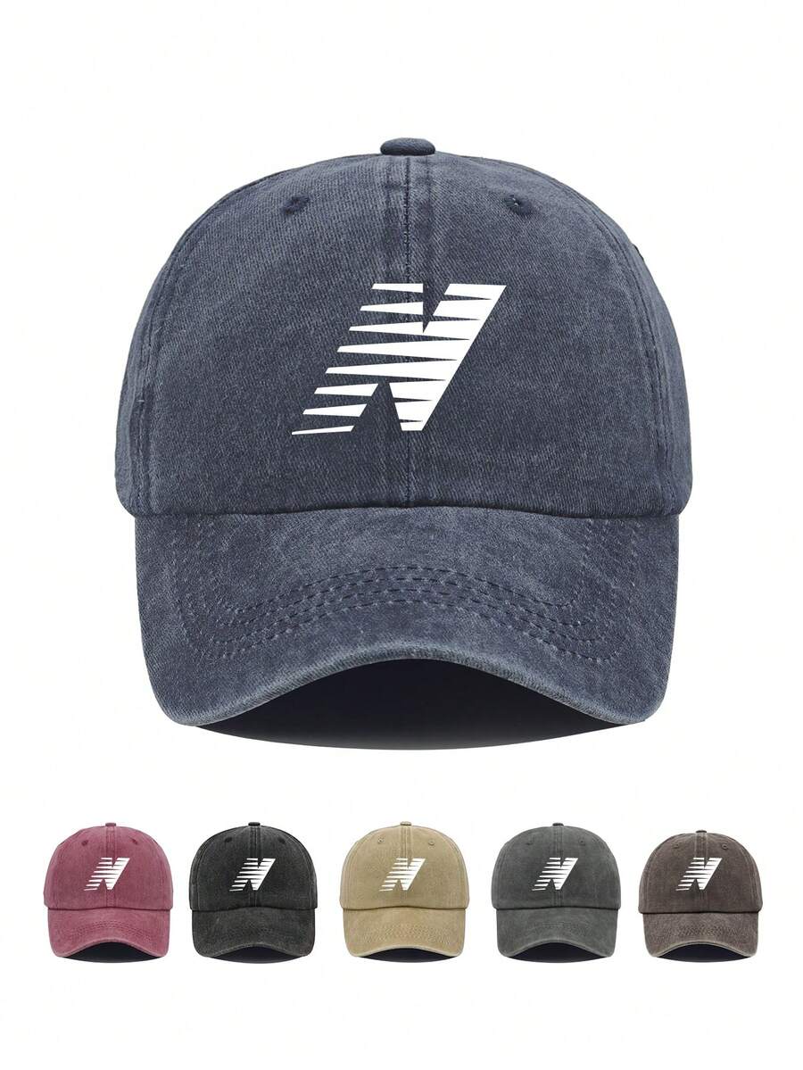 Mũ lưỡi trai thể thao unisex có thể giặt được - Mũ cài khuy thời trang kẻ sọc logo chữ N - N - Xem 1