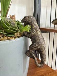 1pc Cute Climbing Elephant Flowerpot Hugger Figurine Resin Hanging Cup Elephant Statue Flowerpot Decoration For Family Garden Fence Balcony Patio Lawn Courtyardgarden Sculptures & Statues - Multicolor - View 8