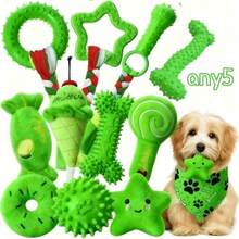 5pcs Puppy Teething Toys Set For Small Dogs, Durable TPR & Plush Squeaky Chew Toys Series, Interactive Dental Health Dog Training Toy Kit