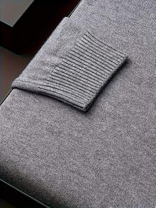 GRDR Men's Casual Long Sleeve Half Zip Knit Sweater, Versatile For Daily Wear - Light Grey - View 6