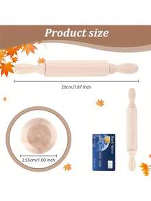 7pcs Mini Wooden Rolling Pins: High-Quality Wood, 360° Rotation, Comfortable Handle, Clear Texture, Durable - Ideal For Baking, Pizza, Pottery, And More. - Multicolor - View 3
